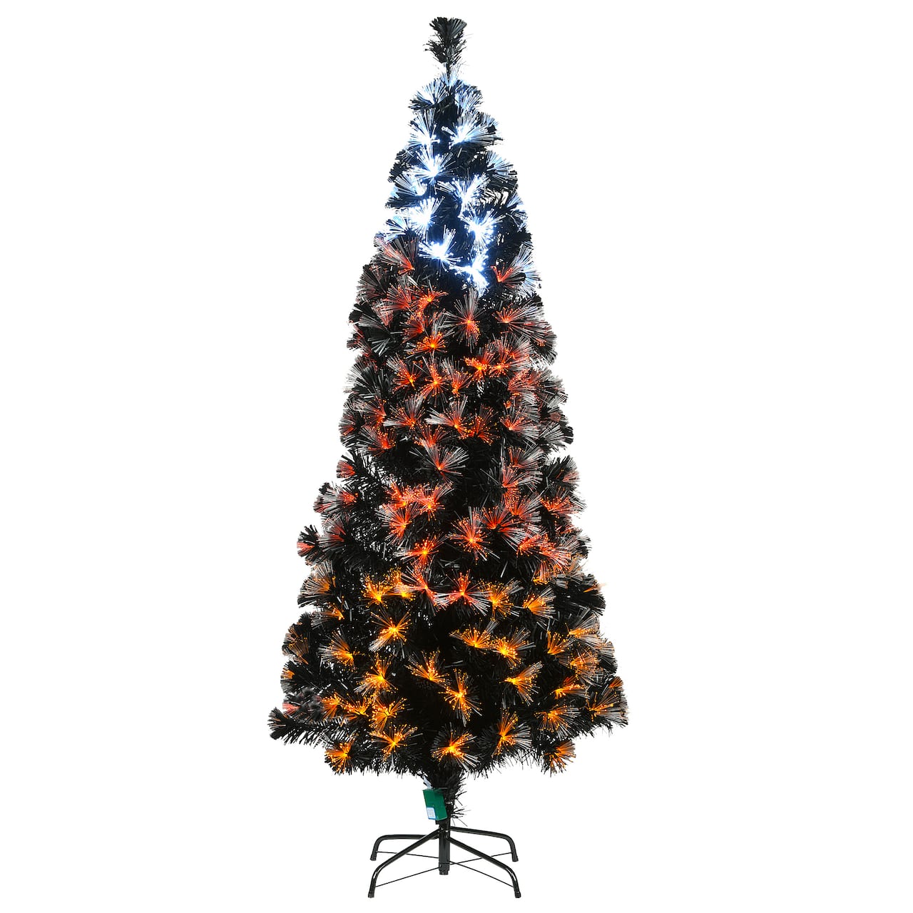 6ft. Fiber Optic Candy Corn Color Lights Black Artificial Halloween Tree